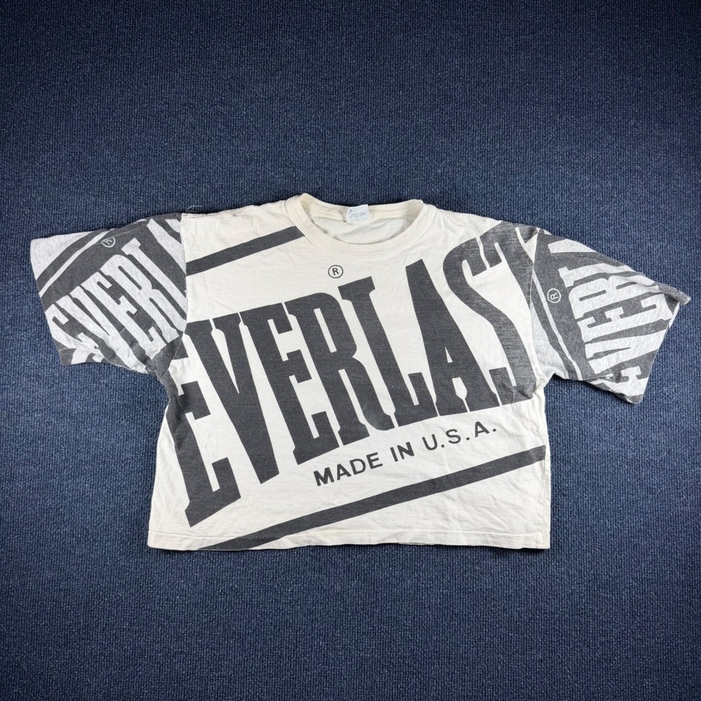 Everlast Vintage All Over Print Boxy Crop Tee Mens L 43" Chest USA